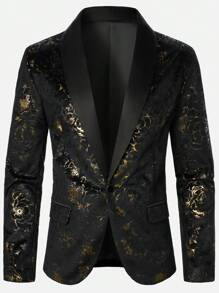 Manfinity AFTRDRK Men Allover Print Shawl Collar Blazer & Suit Pants, Old Money Style