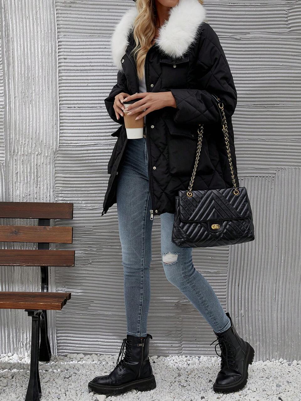 Women's Collar Long Sleeve Padded Padded Coat Clothes Winter Fall Cloth For Women