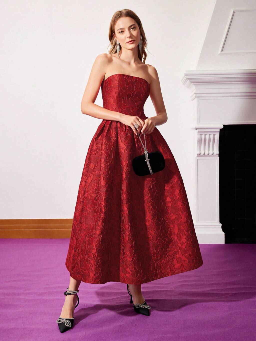 STRAPLESS JACQUARD DRESS