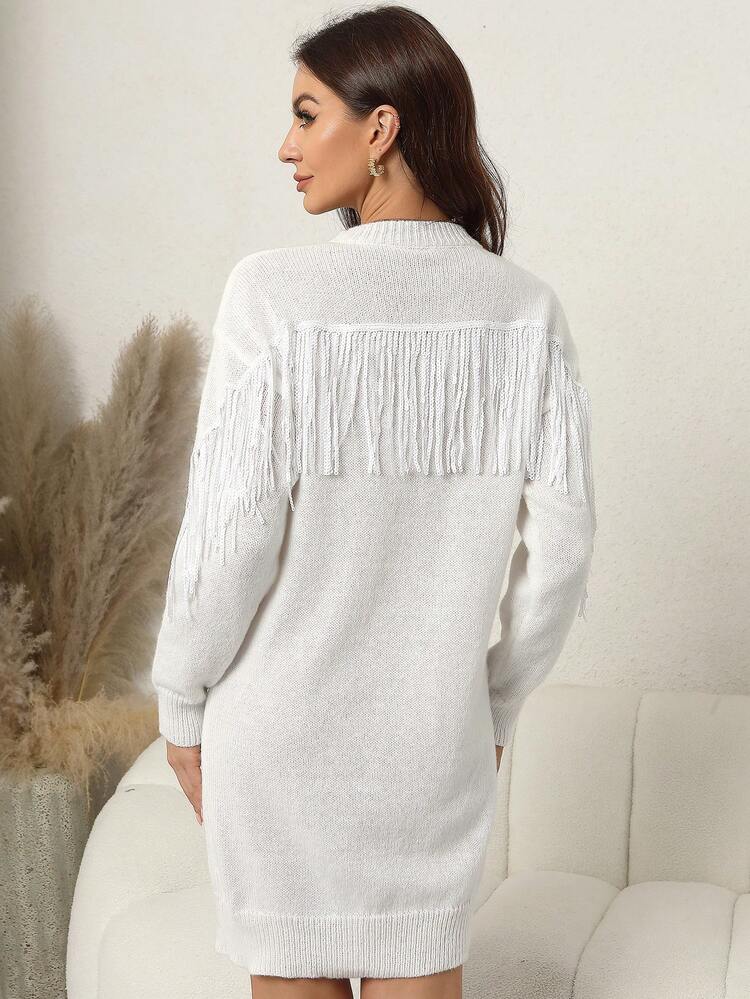 Ladies' Fringed Knitted Sweater Dress
