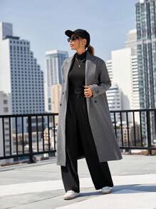 Aveloria Modichic Ladies Lapel Double Breasted Woolen Coat 