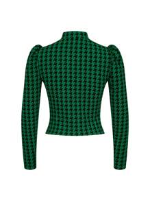 SHEIN Essnce In Houndstooth Cắt ra Cổ giả Áo thun - màu xanh lá - Xem 2