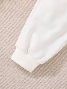 SHEIN Cô Gái Trẻ Ngày lễ tình nhân Love Tim & In thư áo có mũ Tay áo dài Top thể thao Và Quần , Mùa Thu /đông - trắng - Xem 5