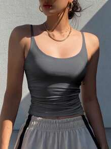DAZY Women's Solid Color Minimalist Basic Tank Top With Thin Straps