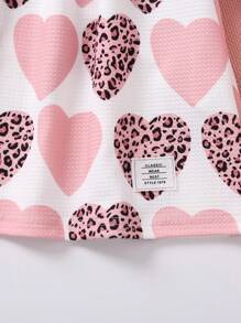 SHEIN Elegantes, langärmliges Kleid mit Herz- und Leopardenmuster für junge Mädchen für Party, Herbst und Winter