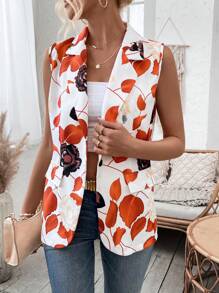 SHEIN VCAY Của phụ nữ Hoa In Áo khoác vest - Nhiều màu - Xem 4