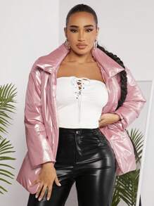 SHEIN SXY Women'S Belted Padded Coat - Pink - View 5