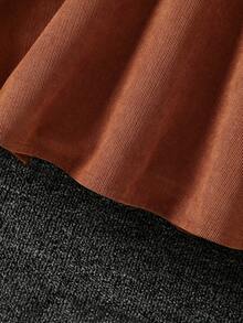 SHEIN Tween Girls' Spring/Autumn Two Piece Set With High Collar Long Sleeve Top And Suspender Skirt - Multicolor - View 4