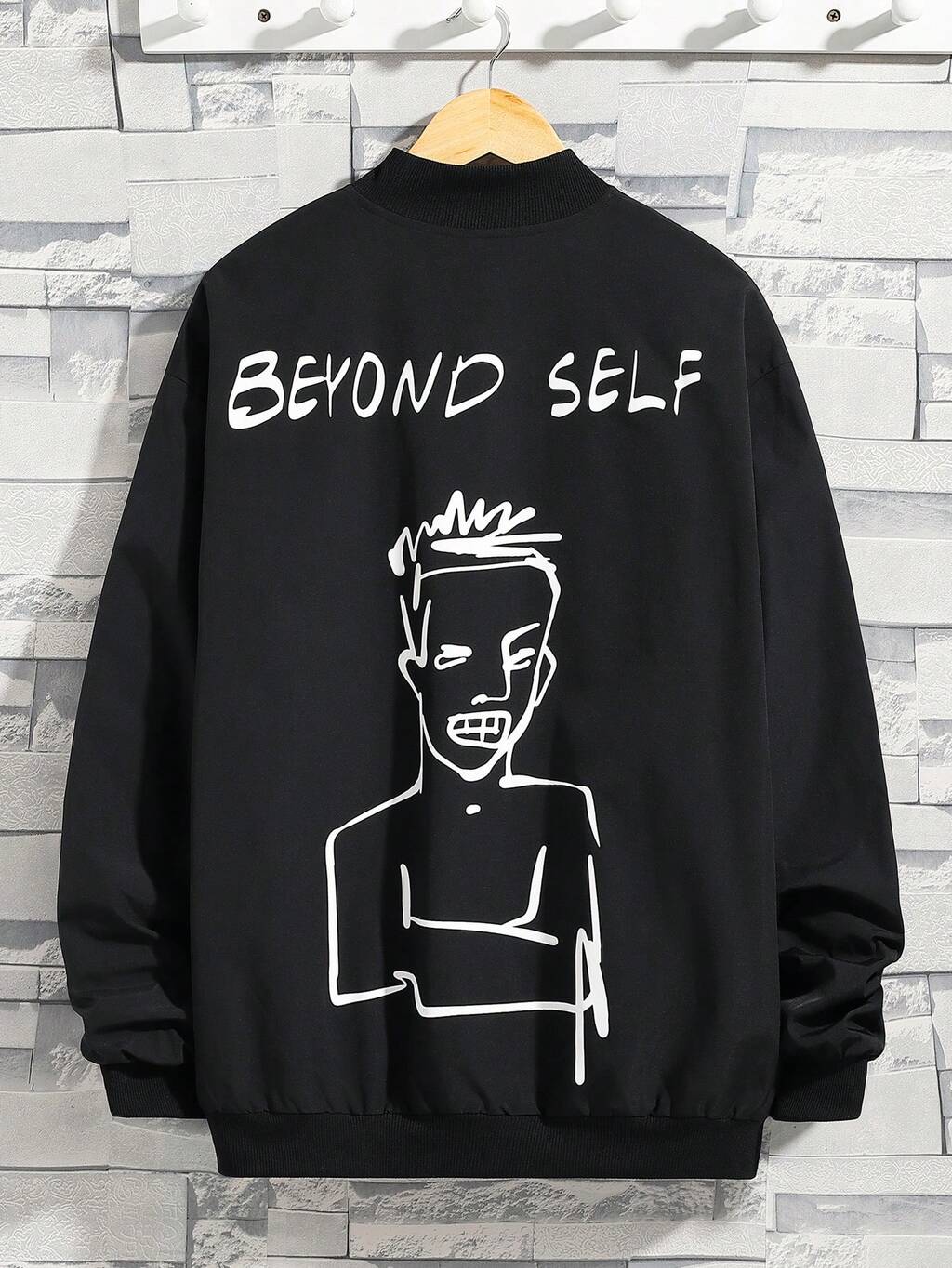 Teen Boy Letter & Figure Graphic Bomber Jacket