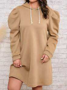 SHEIN LUNE 長袖常規款運動衫 - 卡其色 - 查看 4