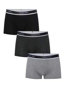 3pcs Men's Letter Printed Boxer Shorts - Multicolor - View 5