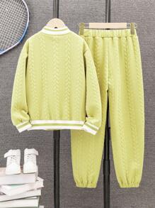 Tween Boys' Casual Jacket And Trousers Winter Outfit Set
