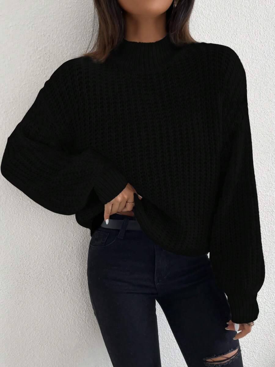 EMERY ROSE Của phụ nữ Màu thuần Áo len Áo chui đầu - màu đen - Xem 1