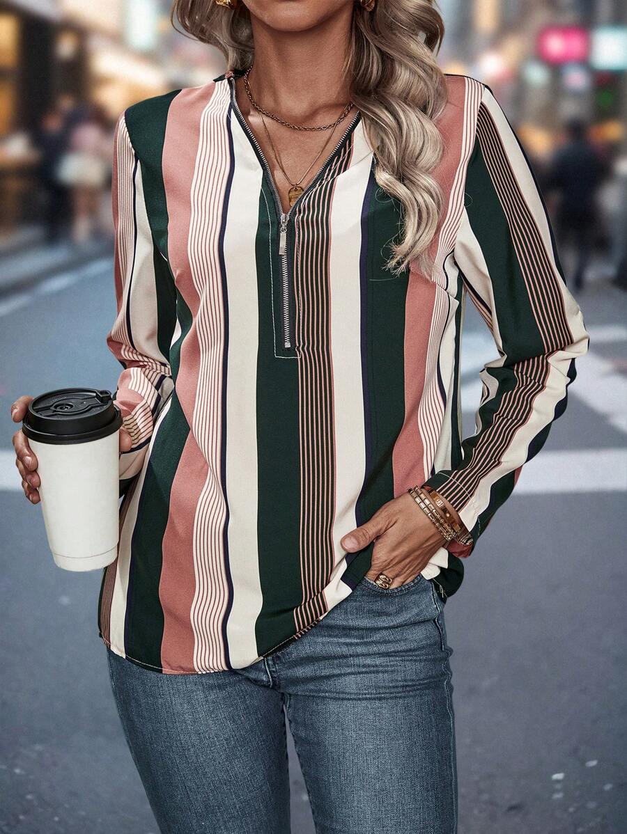 SHEIN LUNE 女士條紋恤衫 - 彩色 - 查看 1