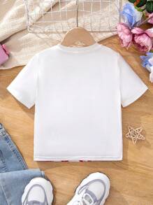 Cô gái Tween Thể thao Đường phố Dệt kim Xu hướng: Cắt giảm Ngắn tay Áo Với Tròn Đường viền cổ áo - trắng - Xem 2