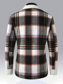 Manfinity Homme Herren karierter, thermisch gefütterter Wollmantel mit Kragen und Knöpfen - Verschiedenfarbig - Übersicht 2