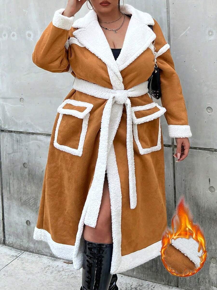 Flirla Plus Size Women's Brown Coat - Brown - View 1