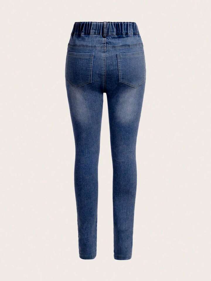 Tween Girls Basic Daily Casual Ripped Stretch Slim Fit Skinny