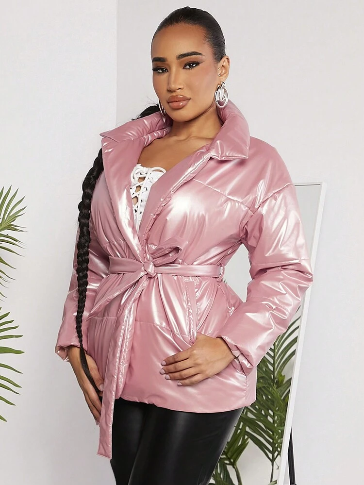Women'S Belted Padded Coat