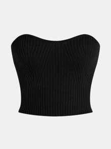 SHEIN MOD 女式無肩帶針織上衣 - 黑色 - 查看 1