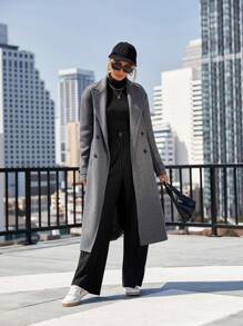 Aveloria Modichic Ladies Lapel Double Breasted Woolen Coat 
