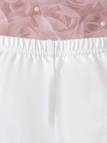 Em bé Cô gái Nhân vật & Lá thư In Khối màu Tay áo dài Áo thun Và Quần Bộ - trắng - Xem 3