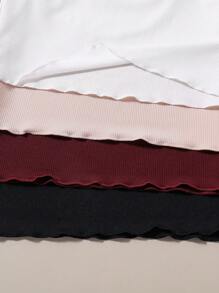 SHEIN Tween Girls' 4pcs/set Short Sleeve Cropped T-shirts - Multicolor - View 5