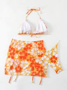 SHEIN Swim Summer Beach Women's Floral Pattern Swimwear Set - Multicolor - View 2