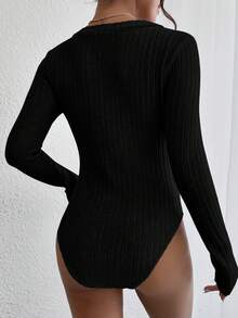 SHEIN Frenchy Women'S Striped T-Shirt Bodysuit - Black - View 2