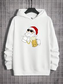 Manfinity Nam Ông già Noen In Hoodie - trắng - Xem 1