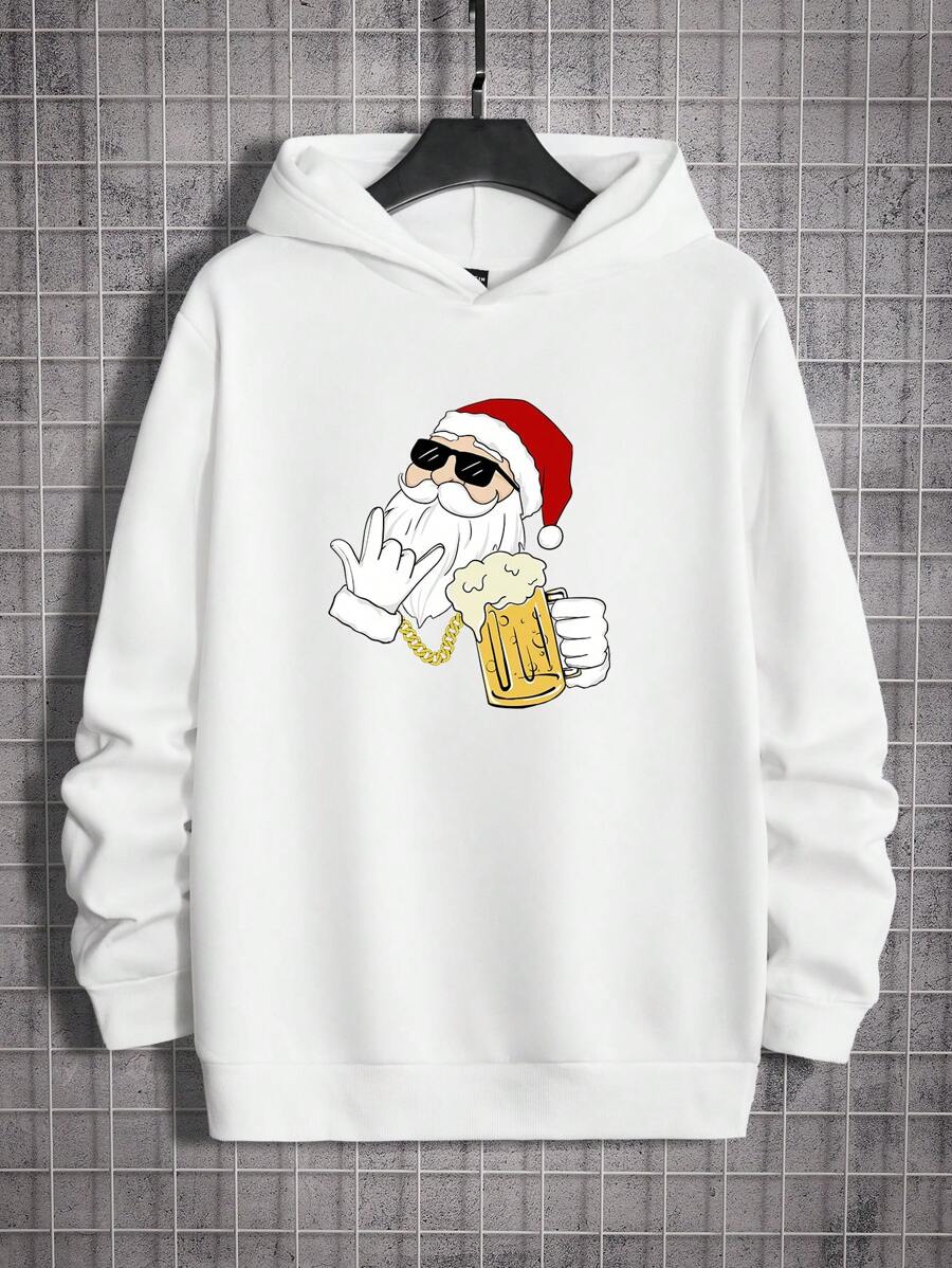 Manfinity Nam Ông già Noen In Hoodie - trắng - Xem 1