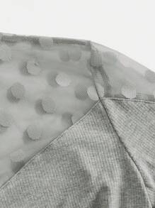SHEIN 孕婦透明領網布料拼接 T 卹 - 灰色 - 查看 8