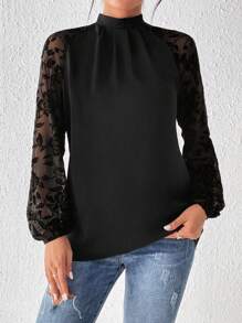 SHEIN Clasi Của phụ nữ Tay áo dài Áo sơ mi , Đen - màu đen - Xem 7