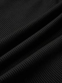 Celure Của phụ nữ Kích thước lớn Khối màu Quây Váy bodycon Với Chi tiết cung - màu đen - Xem 3