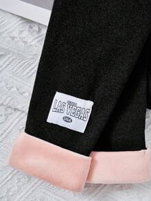 SHEIN Tween Girl Comfortable Solid Color Casual Pants - Black - View 5