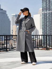 Aveloria Modichic Ladies Lapel Double Breasted Woolen Coat 