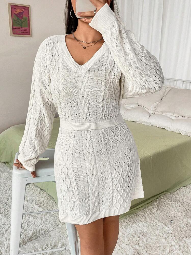 Plus Size Women's Marled Knit Textured Sweater Dress
