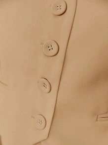 BizChic Áo khoác blazer cài nút phía trước màu trơn dành cho nữ vào mùa thu/đông - Màu Khaki - Xem 4