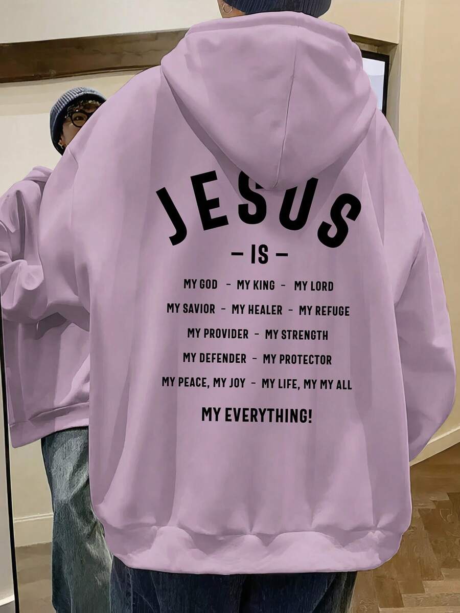 Manfinity Hypemode Nam Hoodie Với In Khẩu hiệu - Màu tím - Xem 1