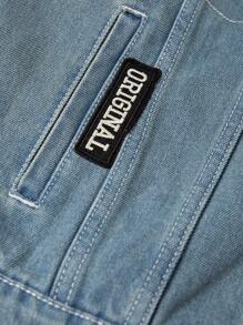 SHEINNeu Letter Patched Flap Detail Denim Jacket