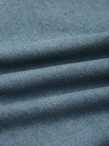 SHEINNeu Letter Patched Flap Detail Denim Jacket