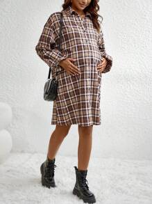 SHEIN 孕婦連身裙 - 棕色 - 查看 6