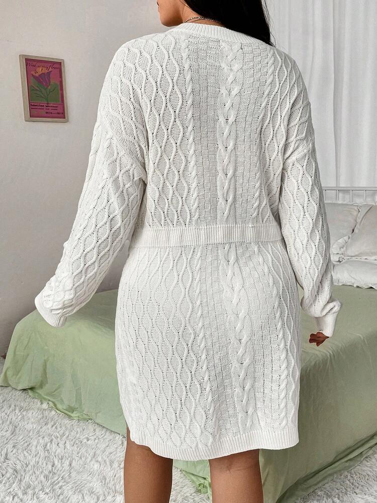 Plus Size Women's Marled Knit Textured Sweater Dress