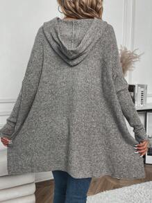 SHEIN LUNE Áo len chui đầu tay cánh dơi có mũ trùm đầu, dây rút, thích hợp cho mùa thu đông. - Màu xanh Bạc hà - Xem 2