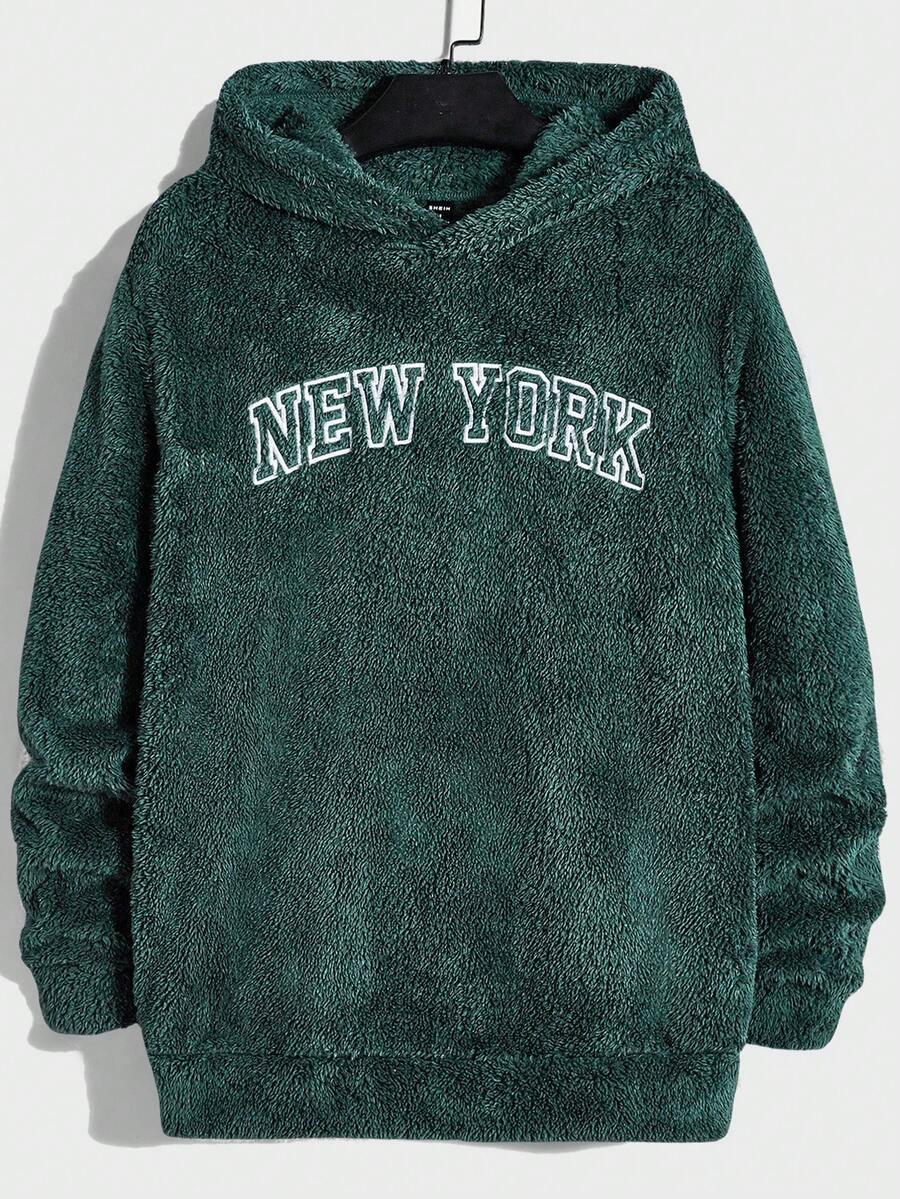 Manfinity RebelGame Nam Thêu Chữ Flannel Hoodie - màu xanh lá - Xem 1