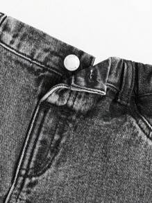 SHEIN Leap Crew Young Boy Washed Water Multiple Pocket Denim Pants - Dark Grey - View 6