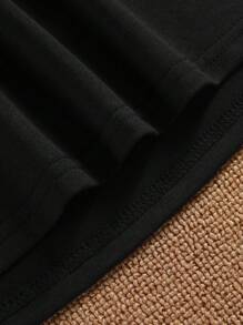 SHEIN LUNE 圣诞酒杯印花 T 恤图案 T 恤女式上衣 - 黑色 - 查看 4