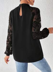 SHEIN Clasi Của phụ nữ Tay áo dài Áo sơ mi , Đen - màu đen - Xem 2