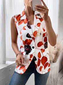 SHEIN VCAY Của phụ nữ Hoa In Áo khoác vest - Nhiều màu - Xem 2