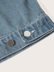 SHEINNeu Letter Patched Flap Detail Denim Jacket